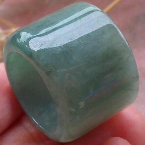 Certified Green 100% Natural A JADE Jadeite Thumb RING USA 7 戒指 - Picture 4 of 6